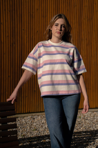 T-shirt oversize multistripe