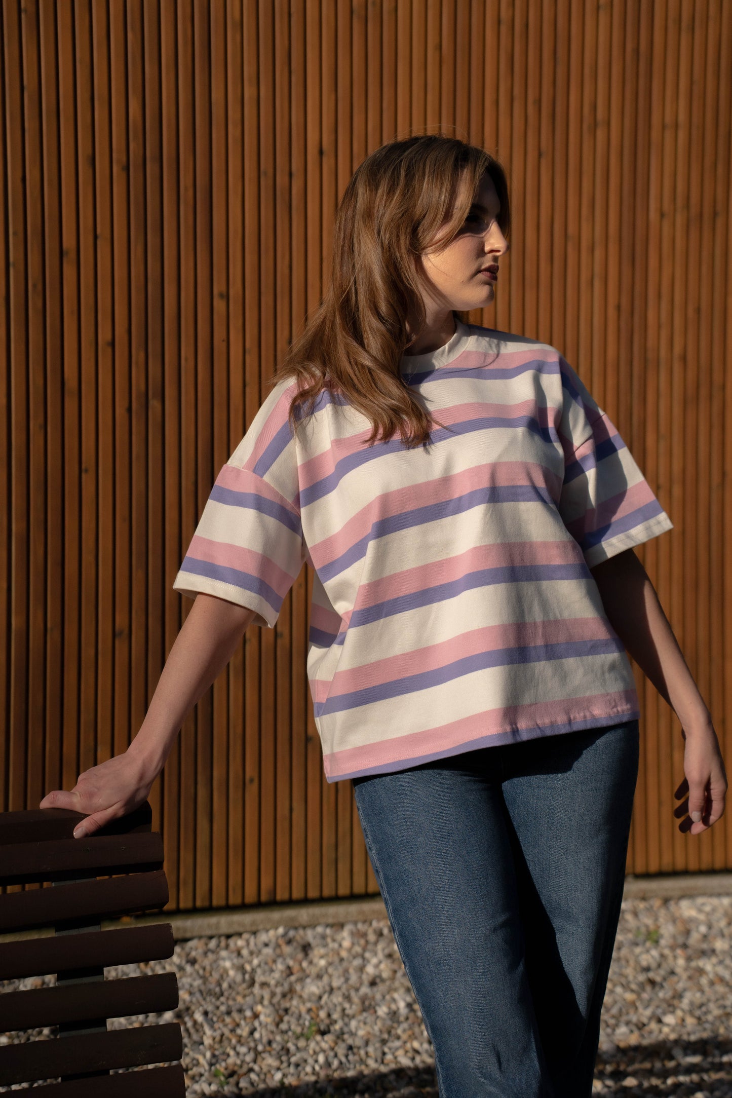 T-shirt oversize multistripe
